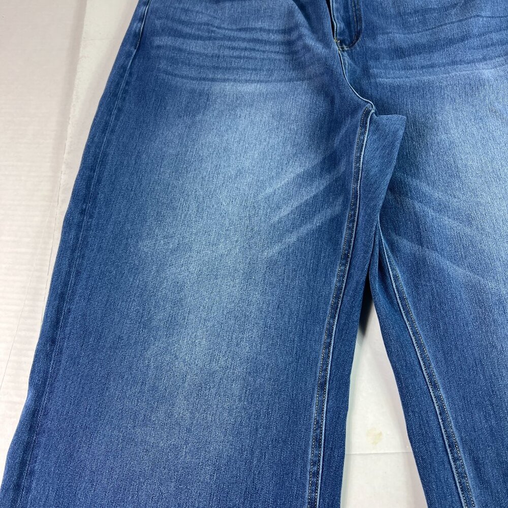 Halara Jeans Women's 36x23* High Rise Rolled Hem Wide Leg Crop Blue Denim No Tag - Picture 5 of 16